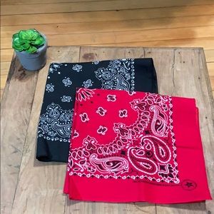 Vintage 2000 Red & Black 100% Cotton Bandanas
